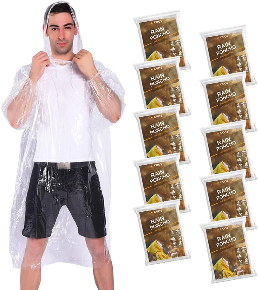 Emergency Poncho Rain - Rain Ponchos for Adults with Drawstring