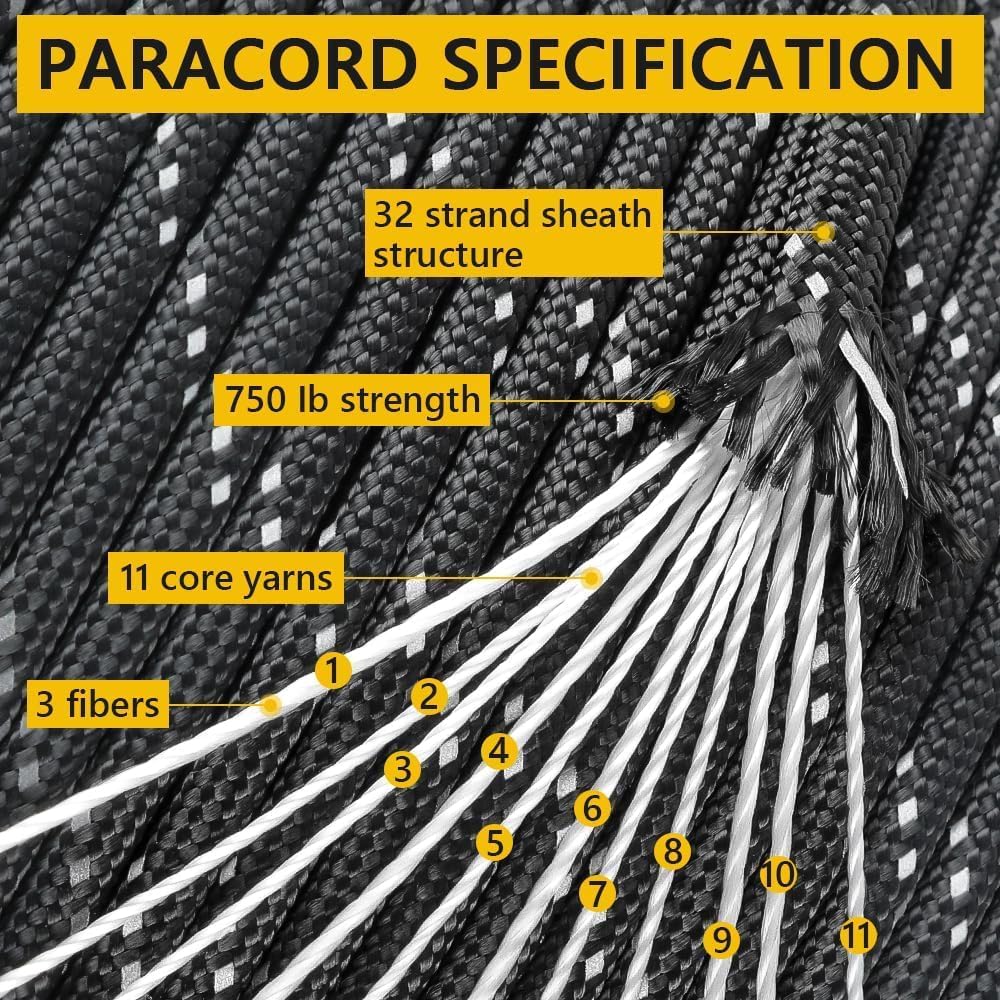 750lb Reflective Paracord Rope - Para Cord 1000Ft incelemesi ve fiyatı