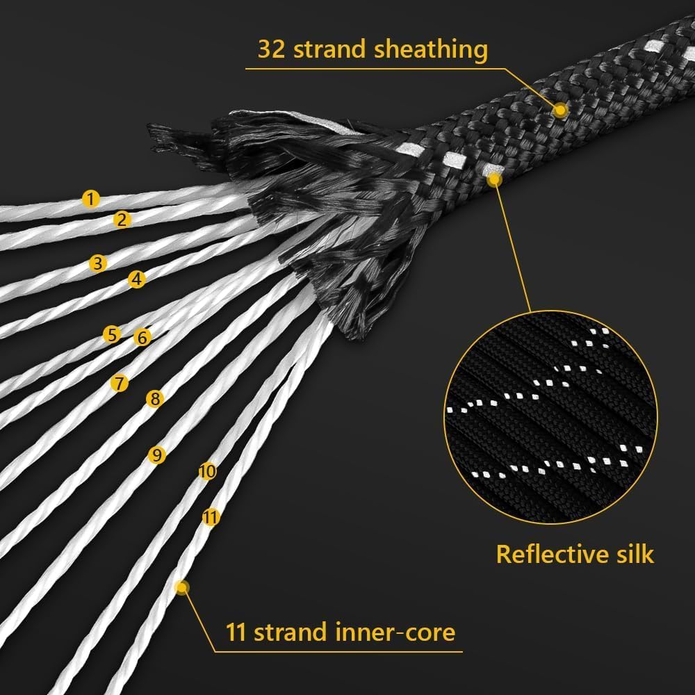 750lb Reflective Paracord Rope - Para Cord 1000Ft incelemesi ve fiyatı