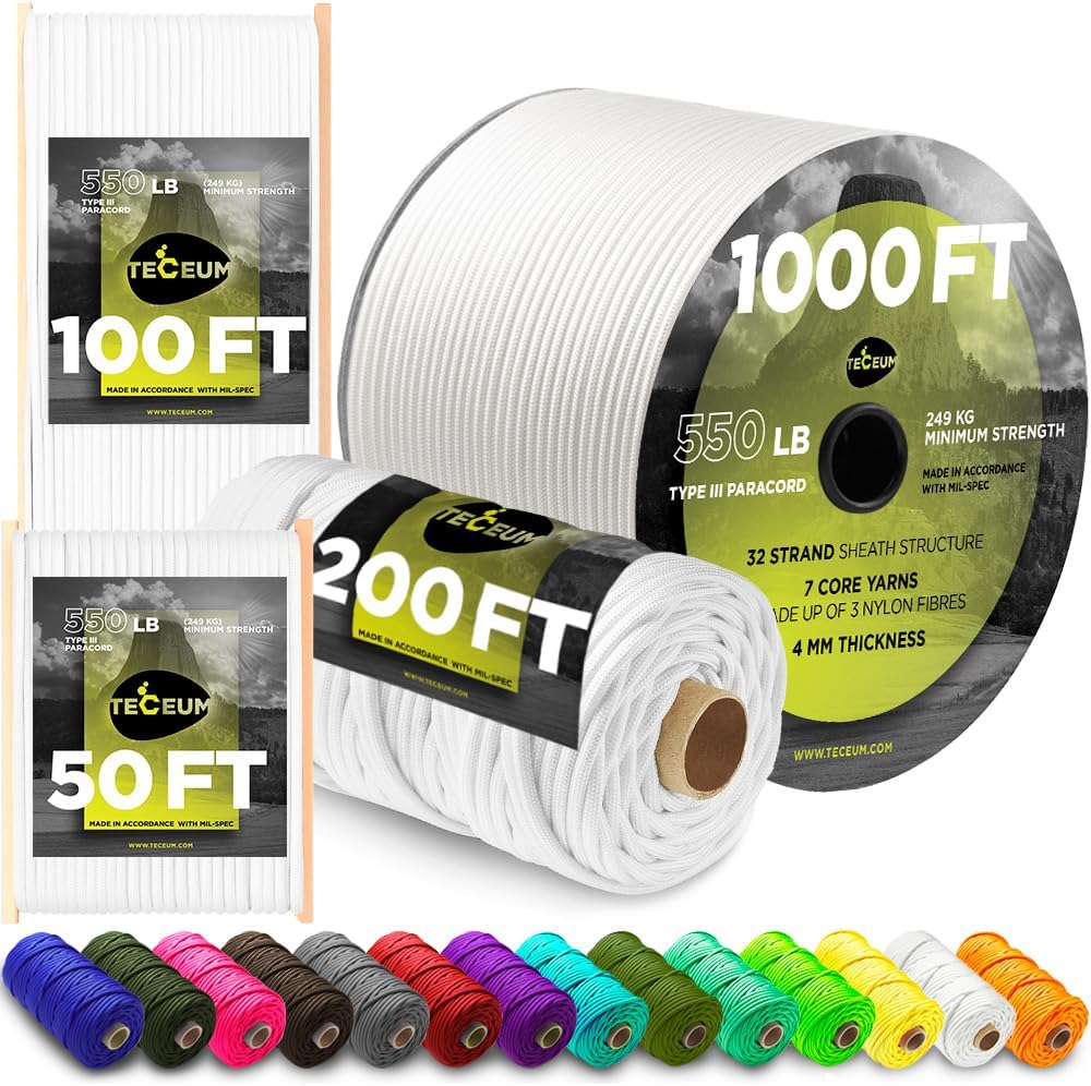 Paracord Type III 550 White 10 - Para Cord 1000Ft incelemesi ve fiyatı
