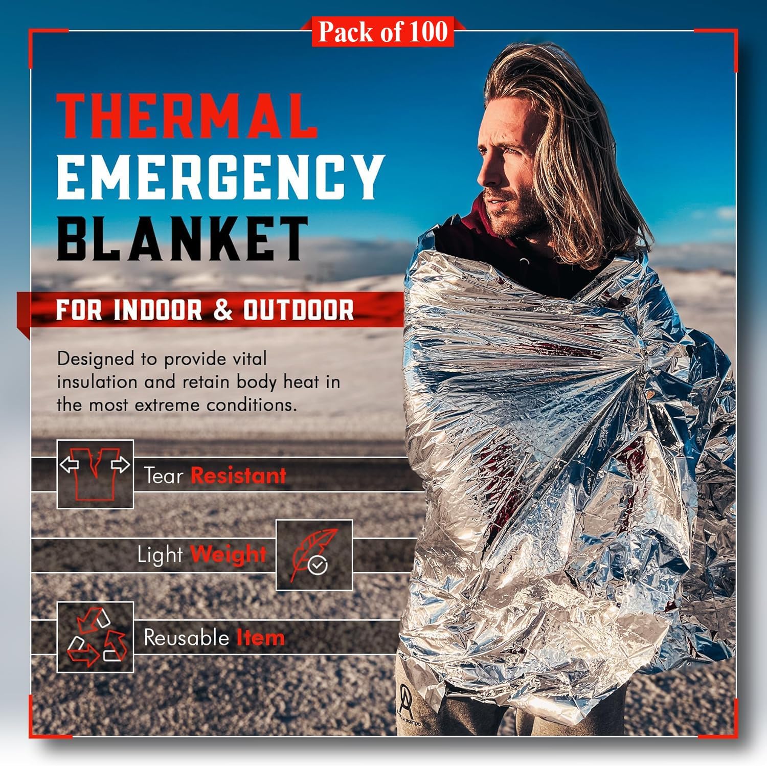100-Pack Reflective Thermal Bl - Survival Blanket Reflective incelemesi ve fiyatı