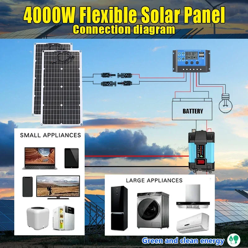 4000W Solar Panel Kit 12V To 1 - Solar Emergency Charger incelemesi ve fiyatı